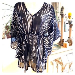 Sheer Zebra Print Top Medium